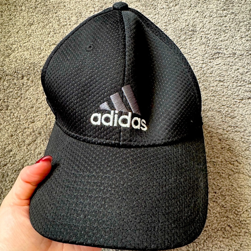 Adidas 3 Stripes Fitted Mesh Back Hat Black One Size Embroidered